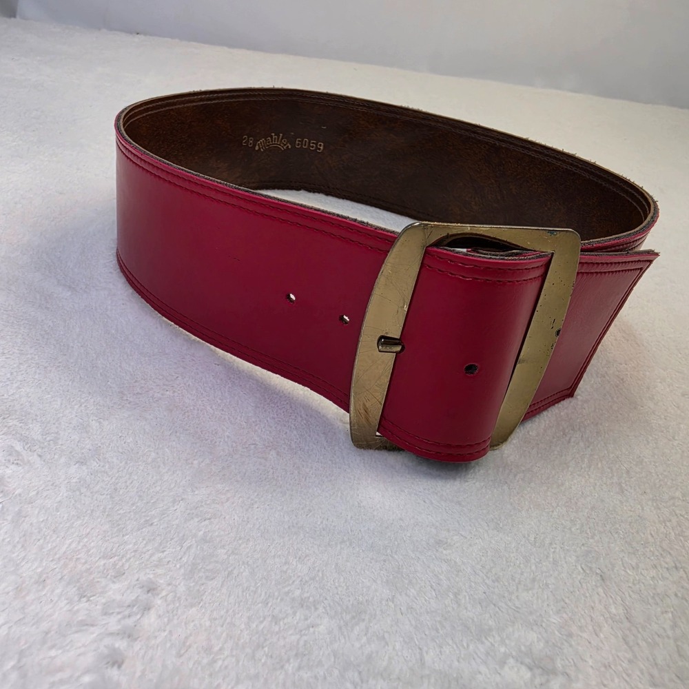 Vintage Mahler Red Wide Belt Size 28 Retro Statement Fashion Belt